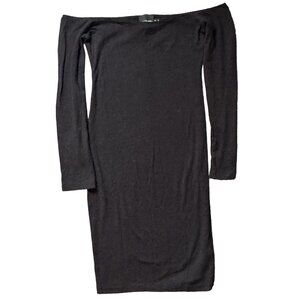 Asos Petite Black Long Sleeve Bardot Off-Shoulder Bodycon Mini Dress - Size 0